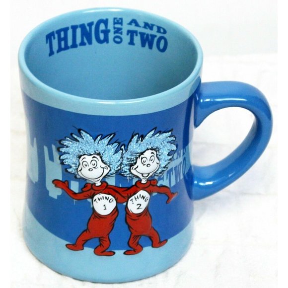 Universal Islands of Adventure Dr Suess Thing 1 & 2 Blue 3D Mug 2006 Bead/Glitte - Picture 3 of 10
